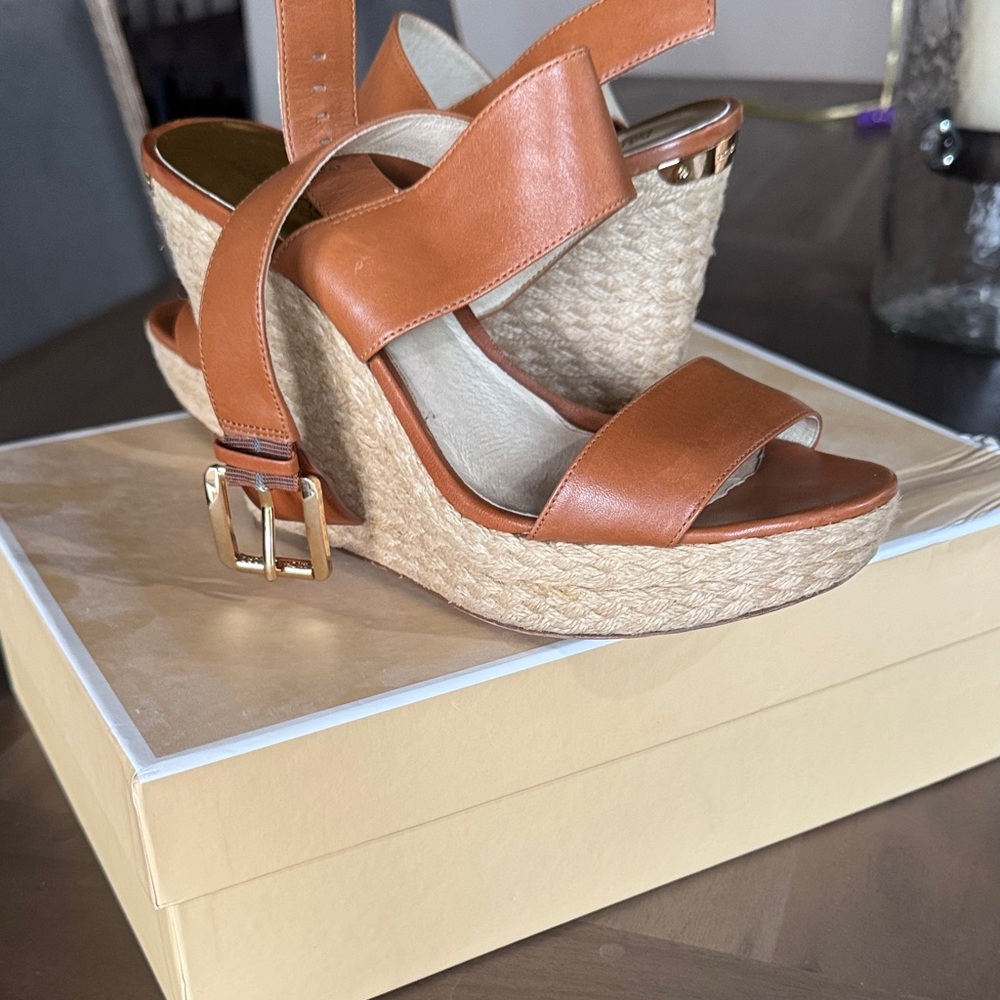 MICHAEL Michael Kors Tan Leather Wedges
